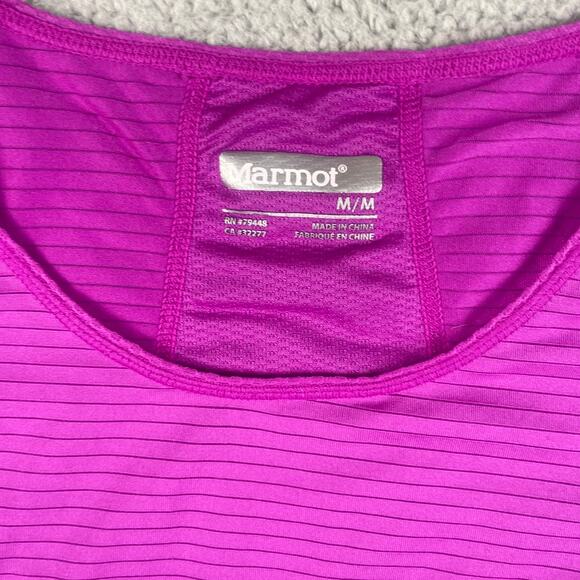 Marmot Women's Medium Purple Striped Polyester Elastane Short Sleeve Shirt - Picture 2 of 10